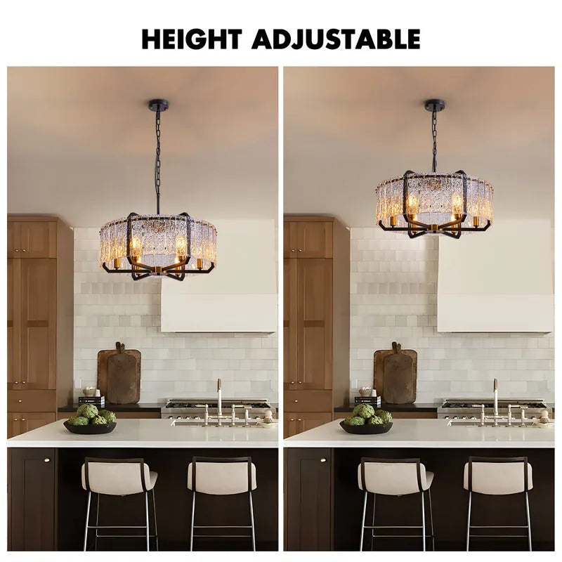 Kitchen Chandelier Black Water Ripple Glass Ceiling Light