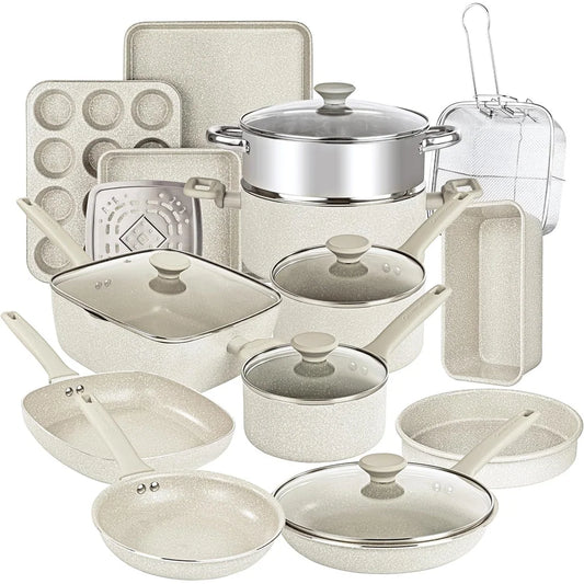 Kitchen Pot Set Nonstick Granitestone 20 PC Cookware and Bakeware Set