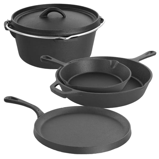 Kitchen Pot 5pc Cookware Black Set Cast Iron