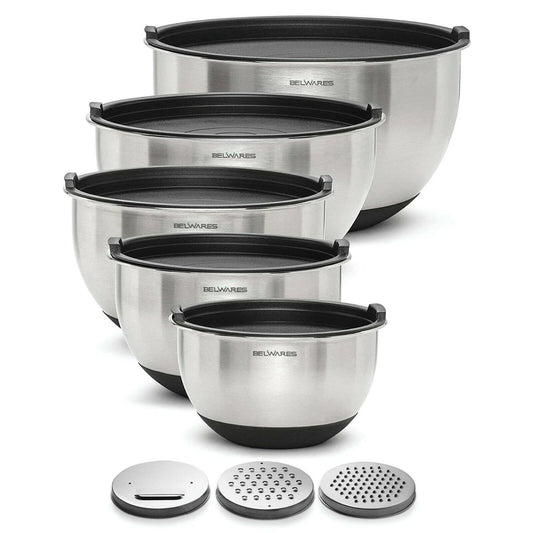 Mixing Bowls Stainless Steel Set 5 With Lids