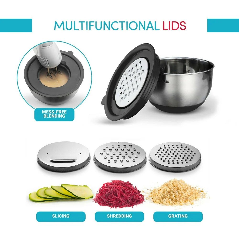 Mixing Bowls Stainless Steel Set 5 With Lids