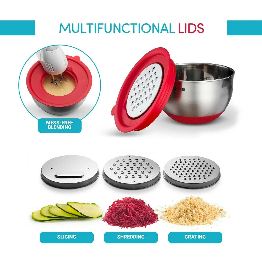 Mixing Bowls Stainless Steel Set 5 With Lids