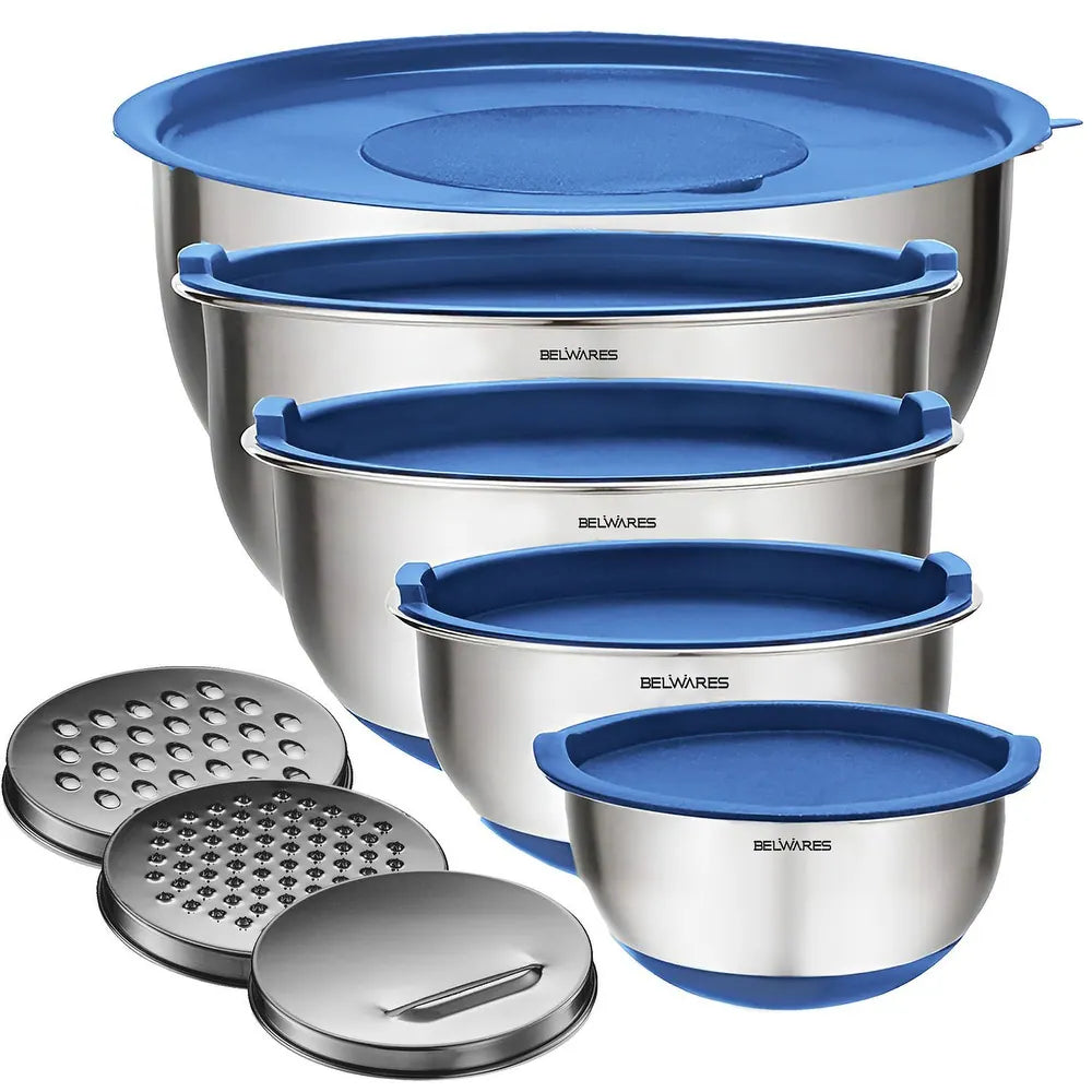 Mixing Bowls Stainless Steel Set 5 With Lids