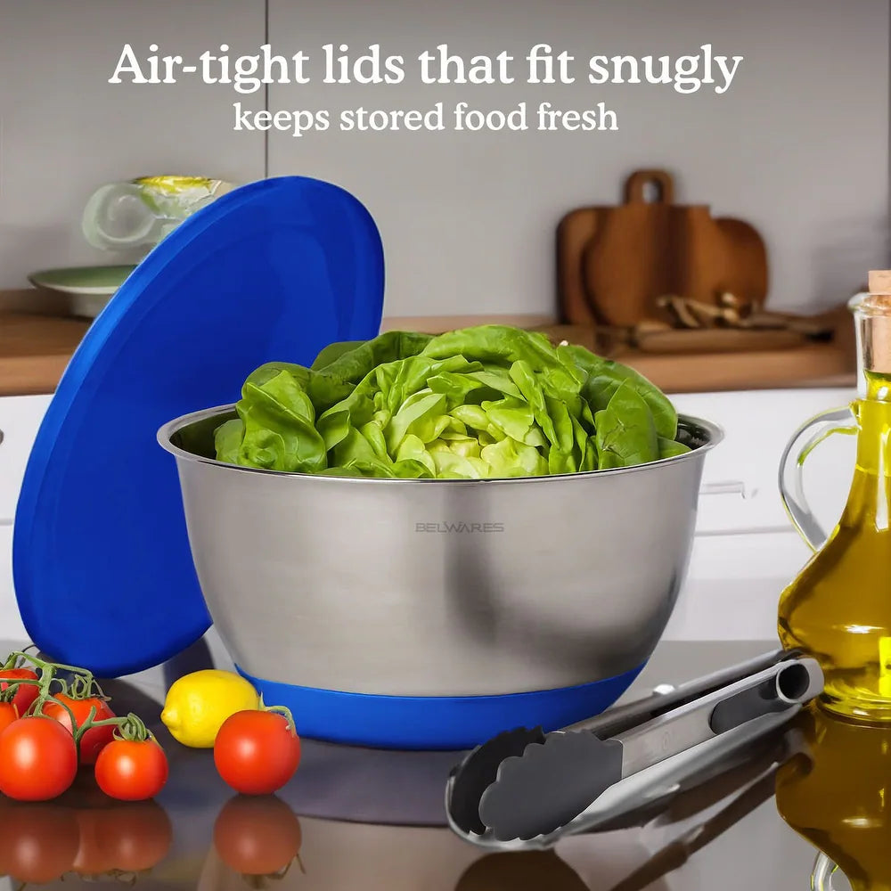 Mixing Bowls Stainless Steel Set 5 With Lids