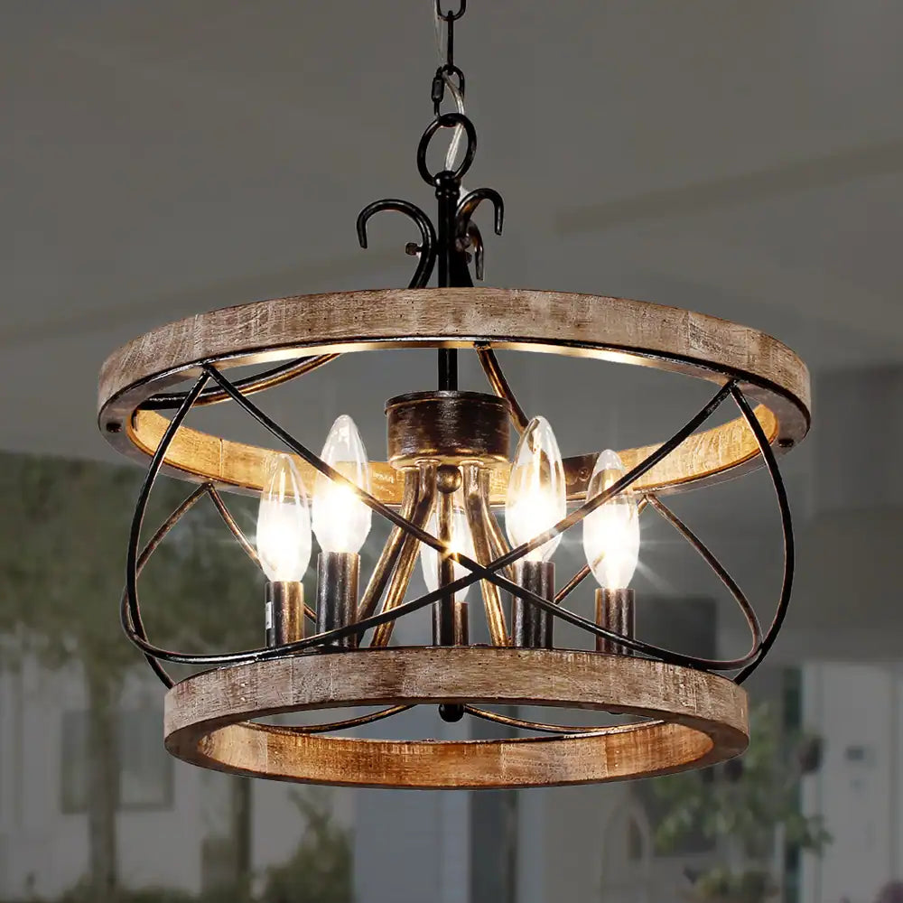 Rustic Wood Chandelier Light for Kitchen