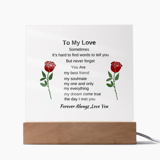 To My Love Acrylic Plaque Valentines Day Gift, Birthday Gift